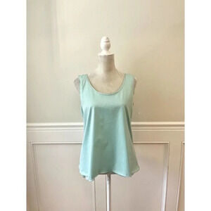 6 By Size NWT Cotton Silk Blend Tank Top Shell Medium Aqua